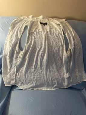 Banana Republic White Blouse with Black Polka Dots